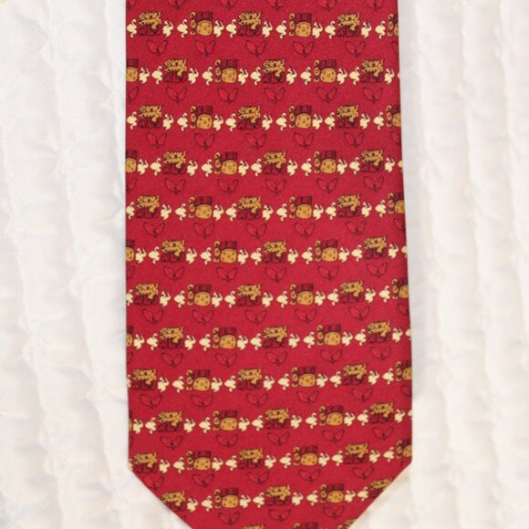 PINEDA COVALIN Cacao 100% Silk Necktie MEXICO Luxury MEXICANO crimson browns XL - Picture 2 of 4